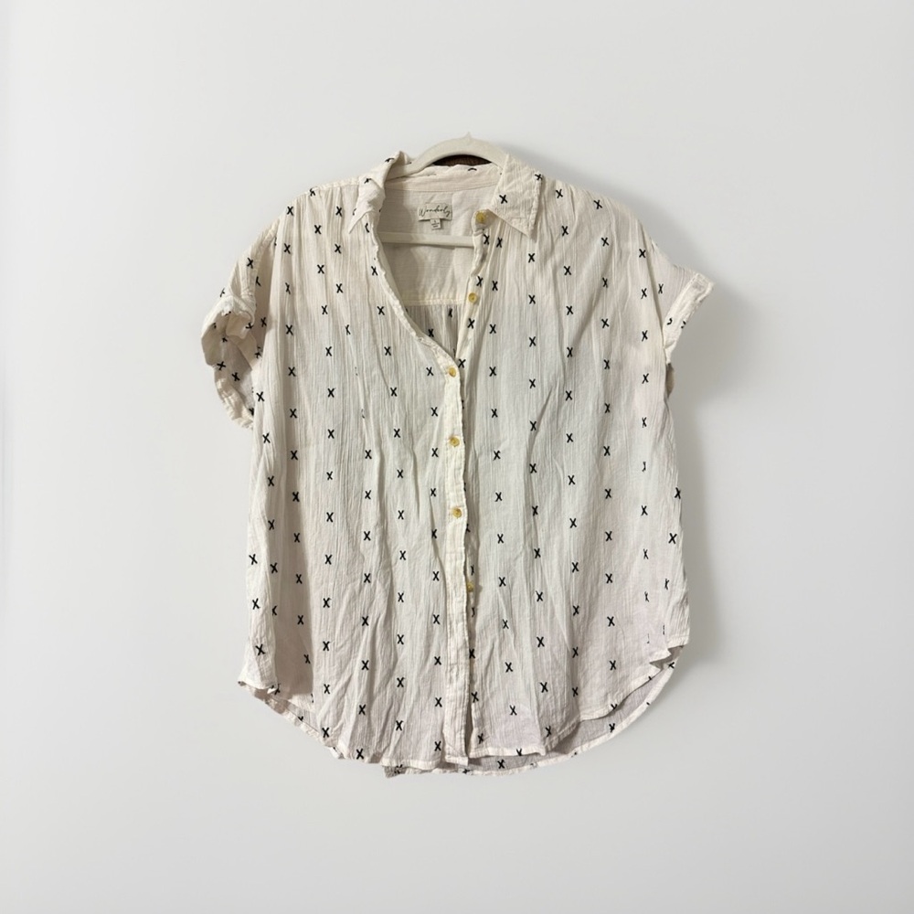 Wonderly Cream and Black Patterned Button-Down Shirt